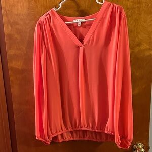 Coral V-Neck Blouse